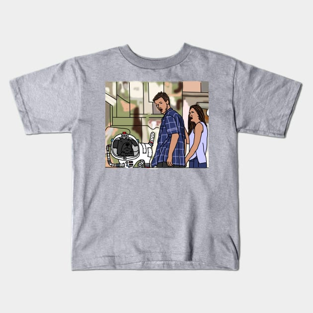 Space Dog Distracted Boyfriend Meme Kids T-Shirt by ellenhenryart